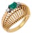 1950s Mid Century Emerald Diamond 18k Yellow Gold Ring, Size 5 For Sale