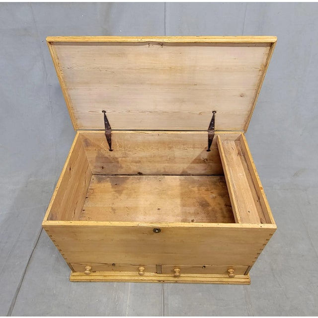 Antique Eastern European Natural Pine Blanket Chest For Sale - Image 4 of 13