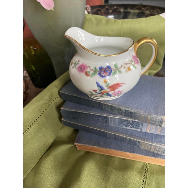 French Vintage French Porcelain Creamer Bird of Paradise Limoges France For Sale - Image 3 of 8