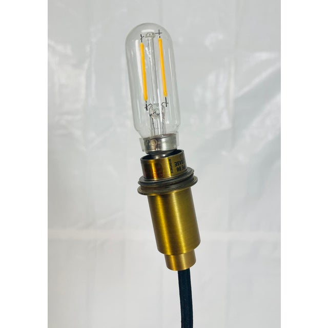 Modern 7-Light Cluster Chandelier With Oversized Glass Globes and Satin Brass For Sale - Image 13 of 15