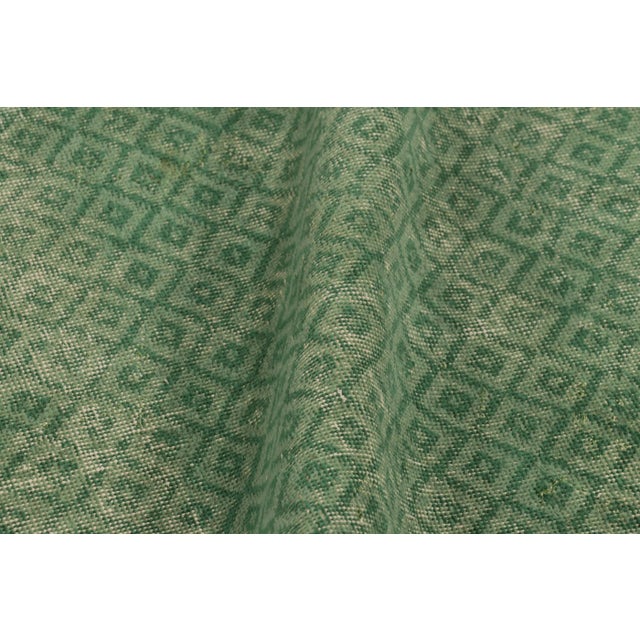 Textile Vintage Turkish Runner Rug, Green With Diamond Patterns – Rug & Kilim For Sale - Image 7 of 8