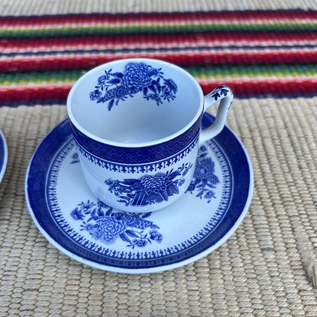 1960s A Set of 4 Copeland Spode Fitzhugh Blue Demitasse Cups and Saucers, Circa 1960’s For Sale - Image 5 of 12