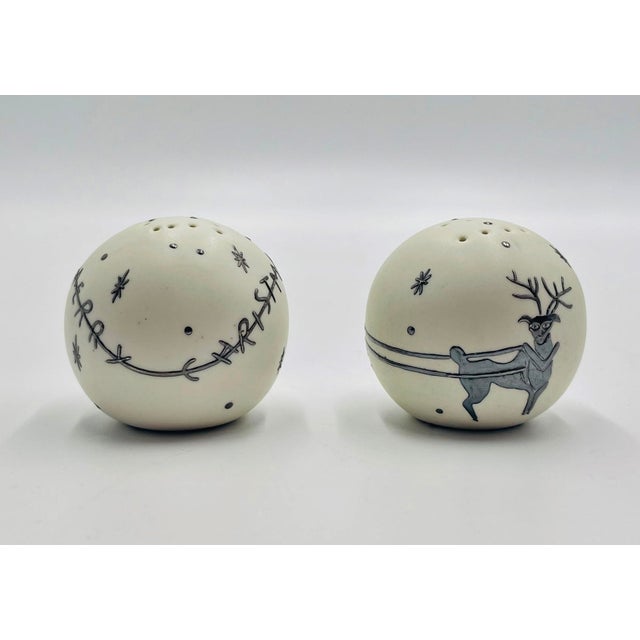 Cream 1980s Emilia Castillo Pure Silver & Porcelain Salt & Pepper Shakers, Mexican Modernism For Sale - Image 8 of 18