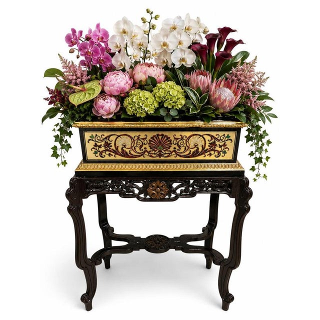 19th Century French Boulle Marquetry Jardinière in Gilt Brass, Silver and Inlays, 1880 For Sale - Image 12 of 15