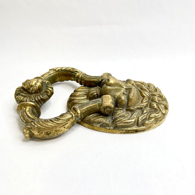 Antique Lion Head Brass Door Knocker For Sale In New York - Image 6 of 11
