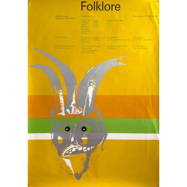 Yellow Folklore Munich Olympics Poster from Otl Aicher, 1972 For Sale - Image 8 of 8