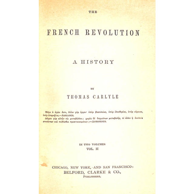Traditional "The French Revolution: A History" Carlyle, Thomas (Two Volumes) For Sale - Image 3 of 6