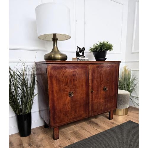 Very elegant pair of Italian Mid-Century Art Deco cabinet sideboard credenza in light wood with great details such as the...