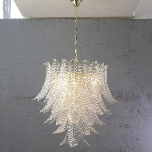 Suspension Chandelier Ø85 Cm Made in Italy in Murano Glass Crystal Color, 1990s For Sale - Image 4 of 13
