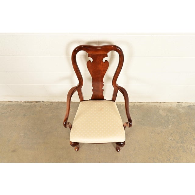 Thomasville Queen Anne Carved Solid Mahogany Armchair For Sale In South Bend - Image 6 of 11