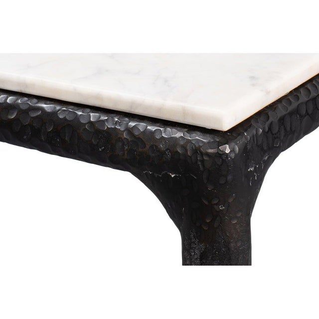White Modern Iron and Marble Dining Table For Sale - Image 8 of 12