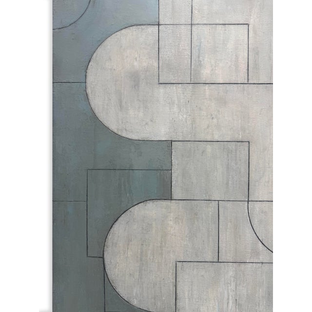 Contemporary Geometric, Abstract Oil and Cold Wax Painting, Neutral Palette by Stephen Cimini For Sale - Image 4 of 6