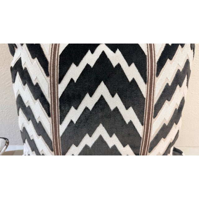 Textile Pillow Pair Florentine Velvet in Black 19" Schumacher For Sale - Image 7 of 12