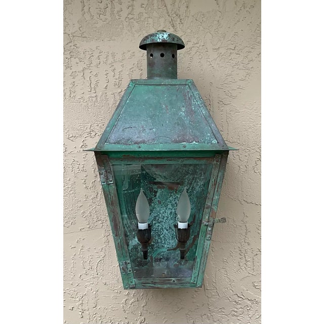 2010s Single Vintage Wall Hanging Copper Lantern For Sale - Image 5 of 12