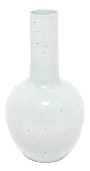 Tall Celadon White Bottleneck Vase