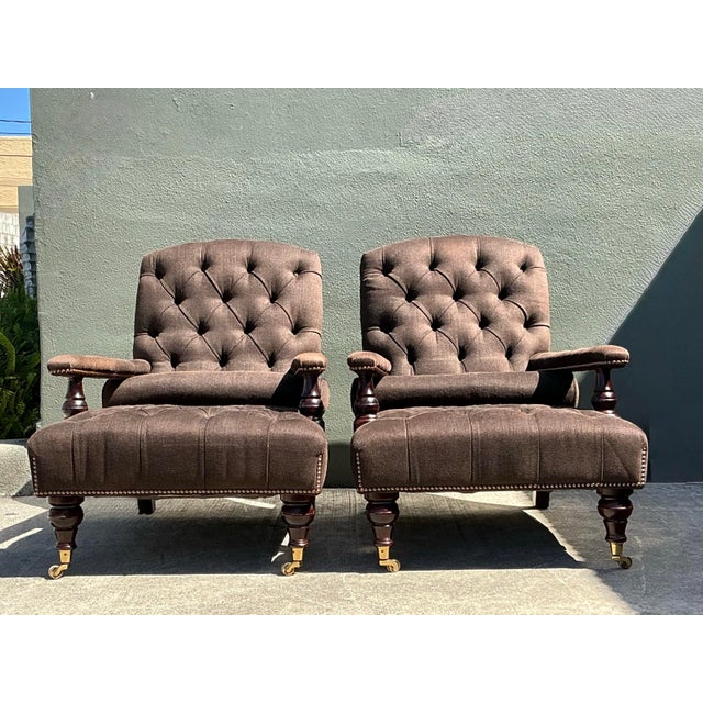 Vintage English George Smith “Edwardian” Tufted Lounge Chairs - A Pair For Sale - Image 12 of 12