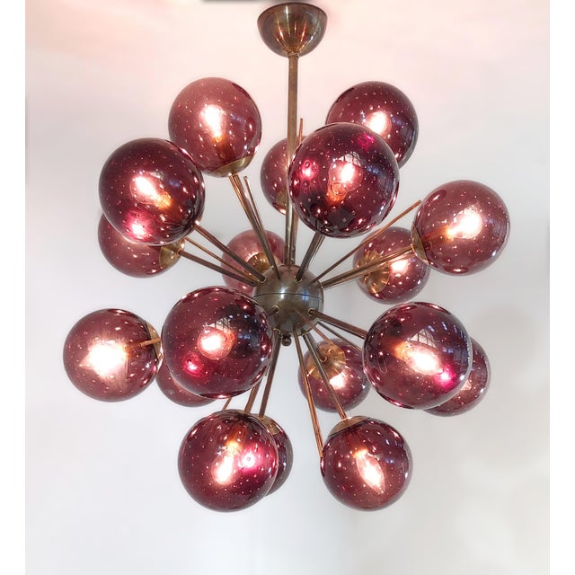 Metal 21st Century Diciotto Bronze Amethyst Bubbles Murano Sputnik Chandelier by Fabio LTD For Sale - Image 7 of 7