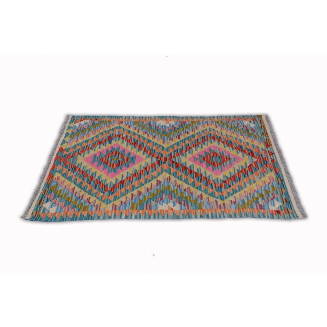 Premium One of a Kind Handmade Geometric Kilim Rug created by Passionate Afghan Artisans and finished by Pakistani experts...