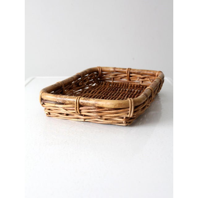Late 20th Century Vintage Woven Rattan Tray For Sale - Image 5 of 9