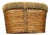 Vintage Woven Oval Pencil Reed Basket W/ Rattan Rim & Wooden Straps For Sale