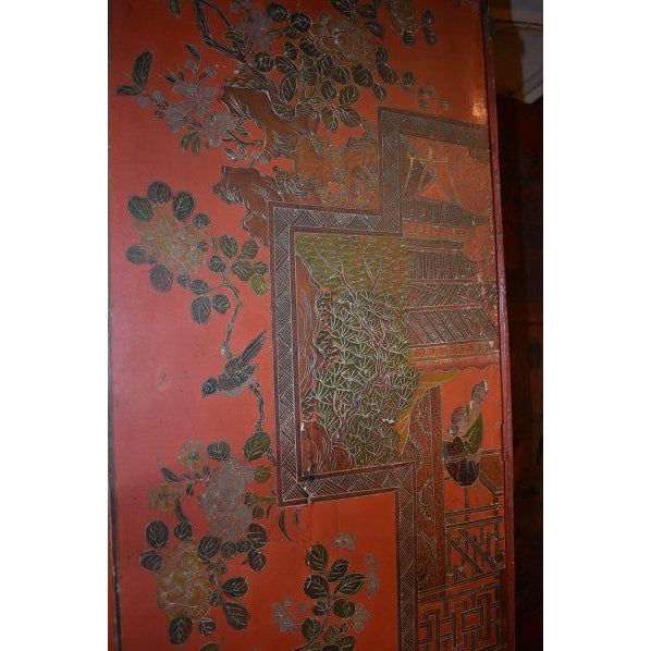 Chinese Ching Chinese Red Lacquer Screen For Sale - Image 3 of 4