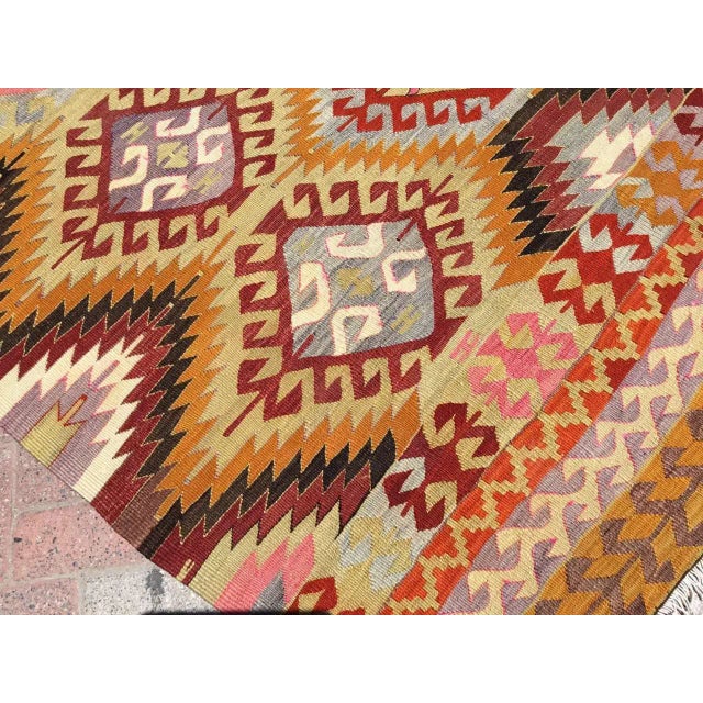Vintage Rustic Turkish Kilim Rug - 72" X 114" For Sale - Image 9 of 11