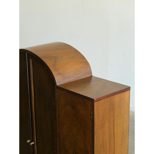 Brown 1960s Art Deco Waterfall Cabinet For Sale - Image 8 of 16