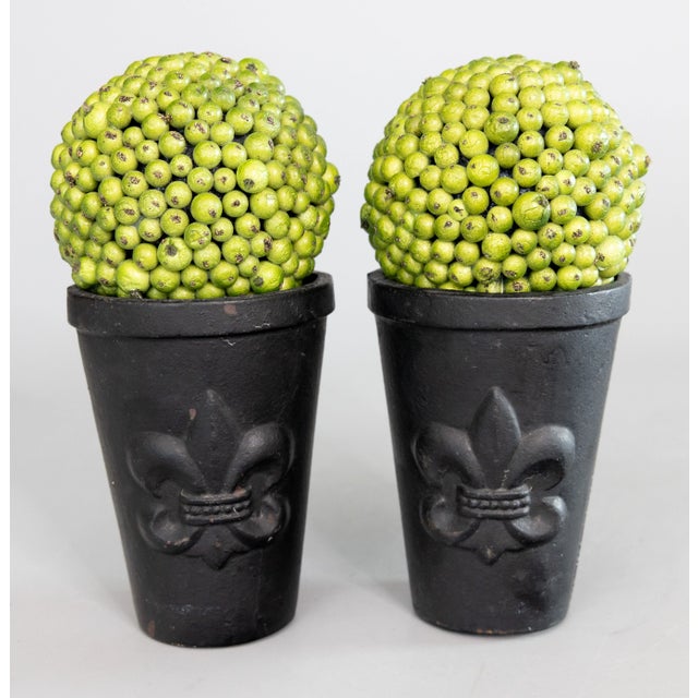 French Cast Iron Fleur De Lis Urns Planters Cachepots - a Pair For Sale In Houston - Image 6 of 9