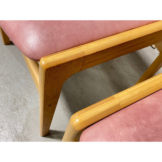 Mid Century Modern Oak Dining Chairs Pink Upholstery, Set of 4 Chairish