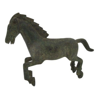 Vintage Chinese Bronze Galloping Horse Han Dynasty Style Statue Figurine For Sale