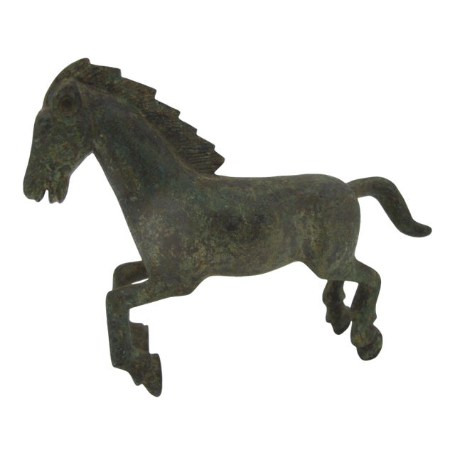 Vintage Chinese Bronze Galloping Horse Han Dynasty Style Statue Figurine For Sale