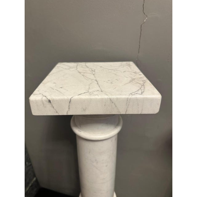 White Carrara Marble Pedestals, 1890s, Set of 2 For Sale - Image 10 of 11