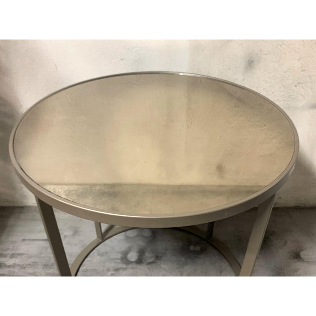 Mid-Century Modern New Coffee or Side Table in Champagne Color With Smoked Mirrored Glass Top For Sale - Image 3 of 9