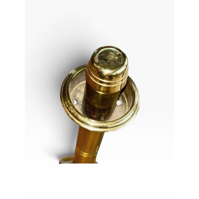 1950s Vintage Tall Brass Column Candlesticks, Pair Adjustable For Sale - Image 5 of 8