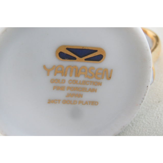 Ceramic Late 20th Century Yamasen Japan Fine Porcelain Espresso Cup and Saucer 2pc Set Gold Plated For Sale - Image 7 of 12