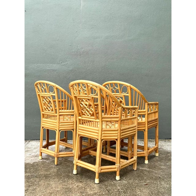 Wood Vintage Brighton Pavillion Rattan Dining Chairs - Set of 4 For Sale - Image 7 of 12