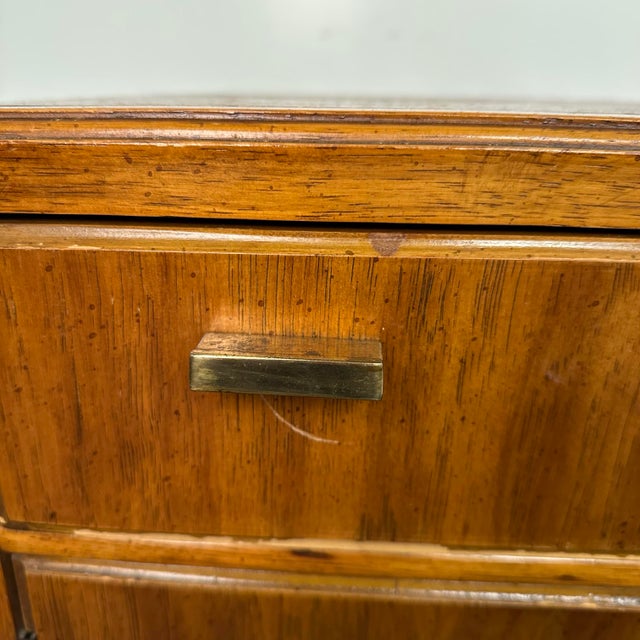Brass Pair of Drexel Heritage Consensus Pecan Nightstands Need Refinished For Sale - Image 8 of 12