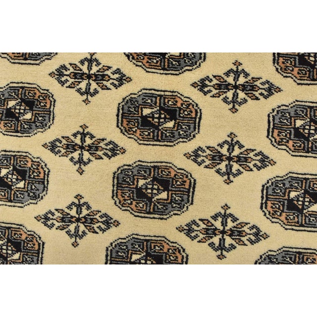 Beige Bokhara Rug 8’11” X 11’8” Beige Wool Tribal Hand-Knotted Oriental Carpet For Sale - Image 8 of 14