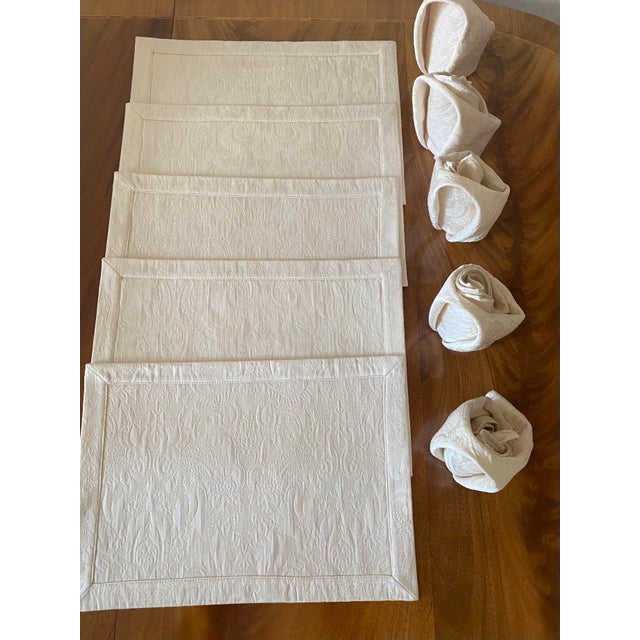 20th Century Waterford Beige Placemats and Napkins Set- 10 Pieces For Sale - Image 12 of 12