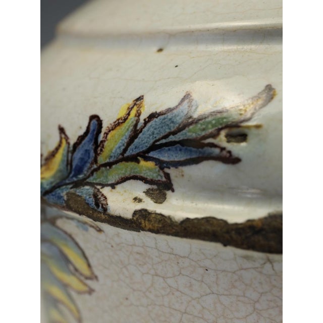 19th Century French Faience Blue and White Ceramic Tabac Tobacco Jar, 1870 For Sale - Image 12 of 18