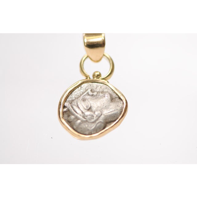 An Owl Drachm [Coin] Pendant, Circa 404 Bc, W/ 18k Trim & Bail For Sale - Image 9 of 12