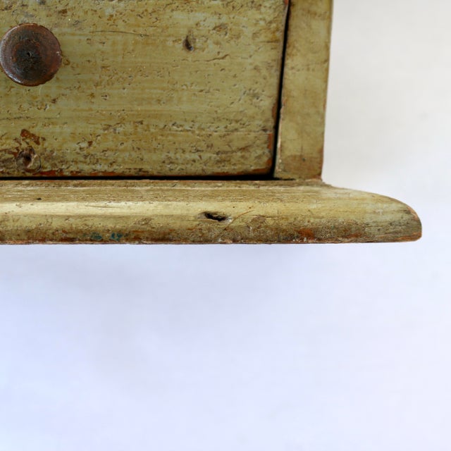 Wood 19th-Century European Provincial Carved Farinière / Salt Box in Original Sage Milk Paint For Sale - Image 7 of 17