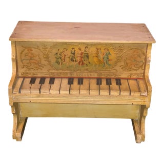 Early 1900s Antique Schoenhut Upright Toy Piano With Dancing Muses Lithograph For Sale