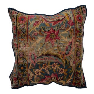 Pillow W/Antique Persian Rug Fragment, 1'5" X 1'5" For Sale