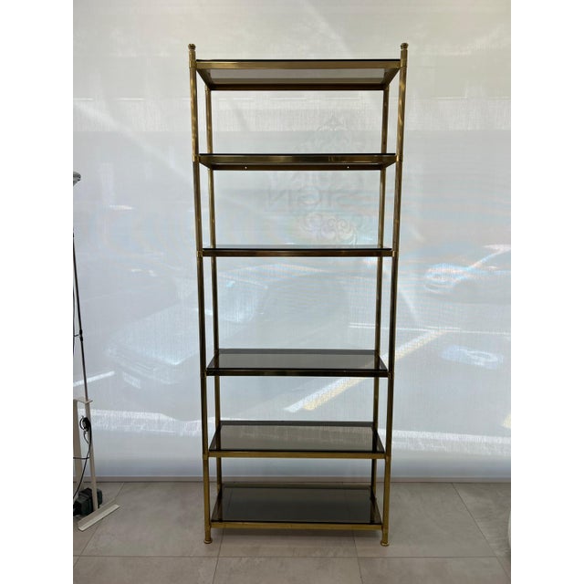 1970s smoked glass and steel bookcase