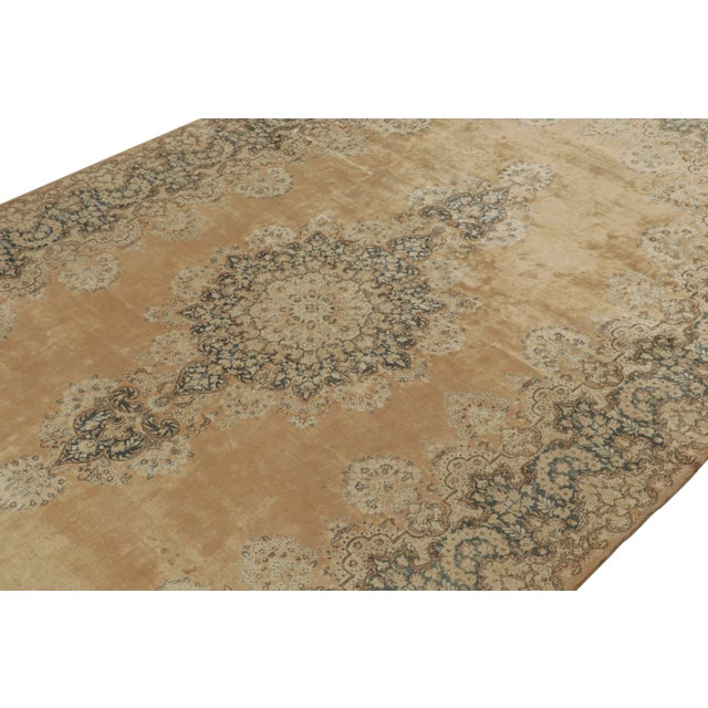 Rug & Kilim Antique Persian Yazd Rug in Bronze With Floral Medallion - by Rug & Kilim For Sale - Image 4 of 7