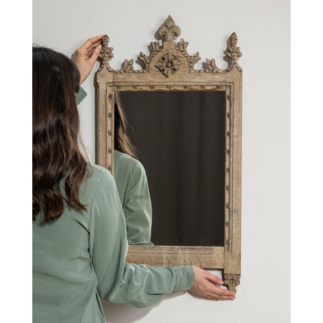 Wood 19th Century France Tan Wood Mirror For Sale - Image 7 of 10