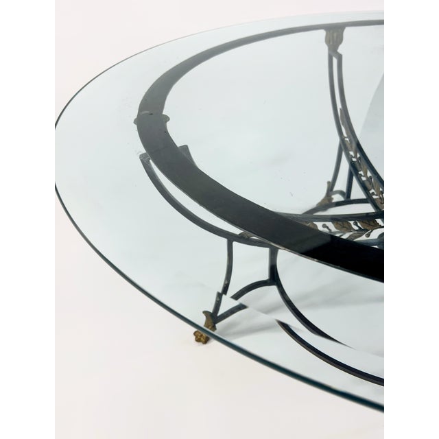 Italian Vintage Italian Regency-Style Round Metal & Glass Coffee Table For Sale - Image 3 of 9