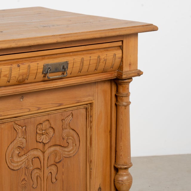 19th Century Danish Pine Sideboard With Carved Panel Doors For Sale - Image 10 of 17