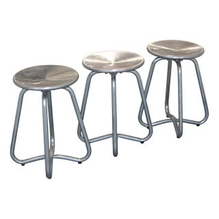 Minimalist Aluminum Round Stools, Set of 2 For Sale